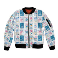 Hawaii Coastal Summer Postcard Sleeve Zip Bomber Jacket