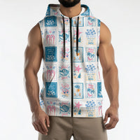Hawaii Coastal Summer Postcard Sleeveless Zip Hoodie