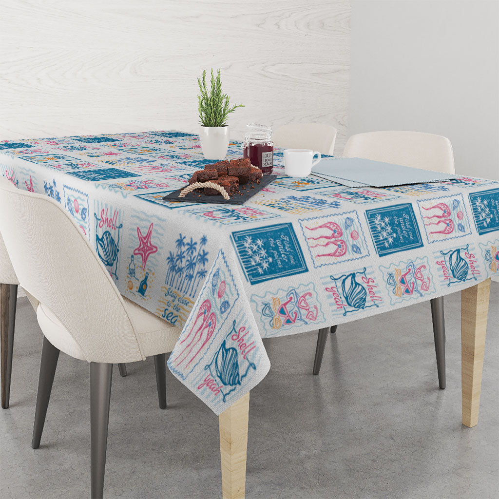 Hawaii Coastal Summer Postcard Tablecloth