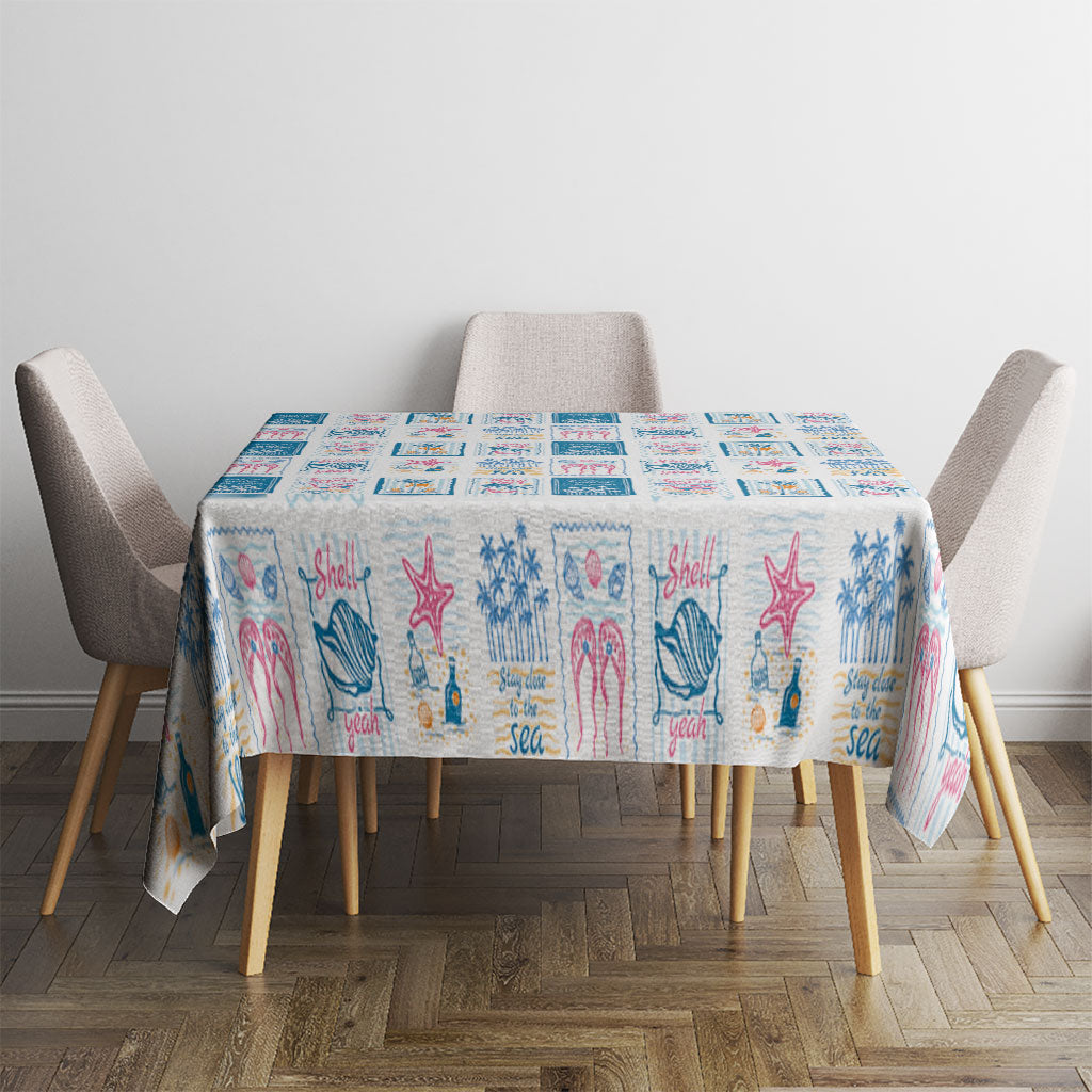 Hawaii Coastal Summer Postcard Tablecloth