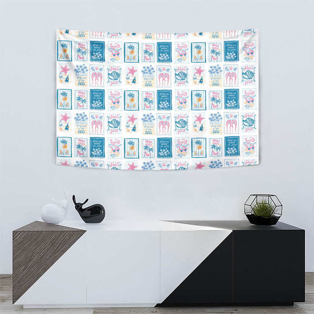 Hawaii Coastal Summer Postcard Tapestry