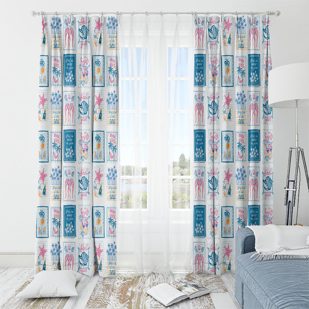 Hawaii Coastal Summer Postcard Window Curtain