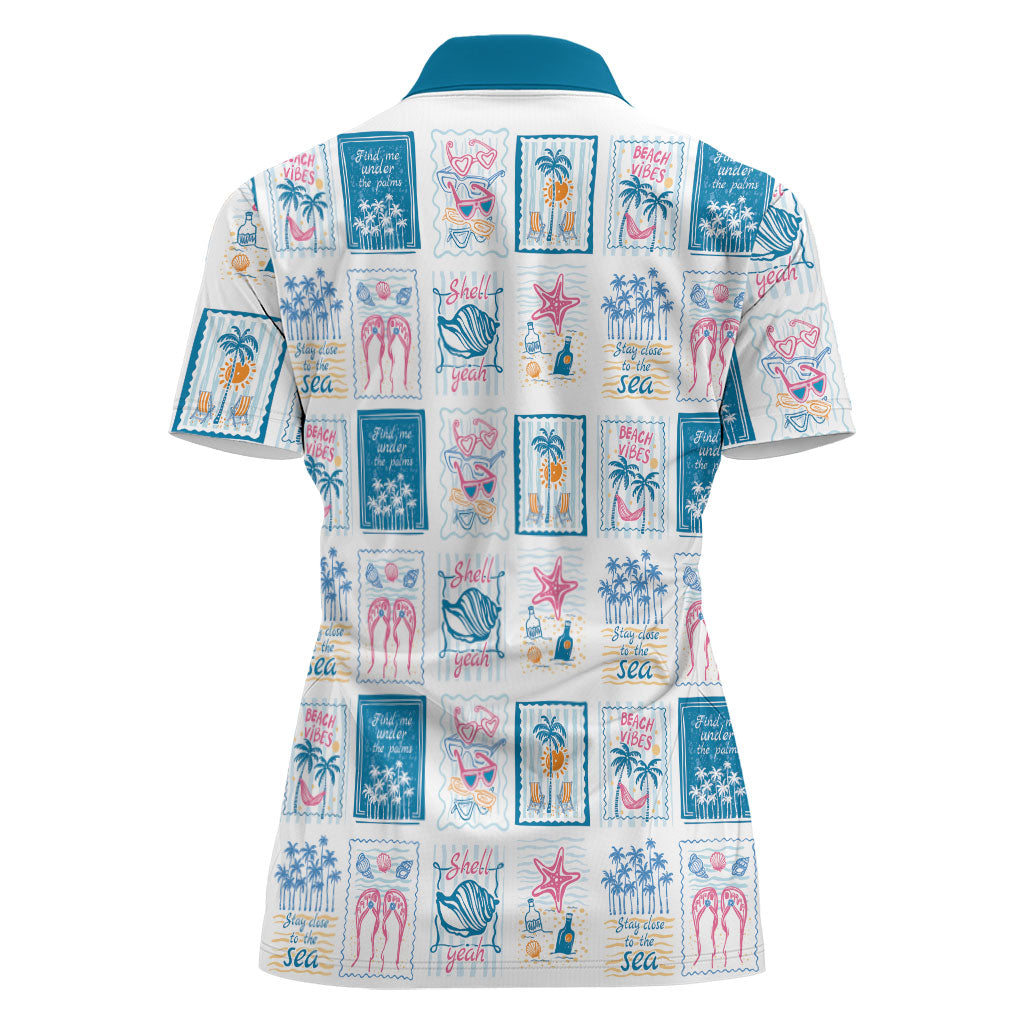 Hawaii Coastal Summer Postcard Women Polo Shirt