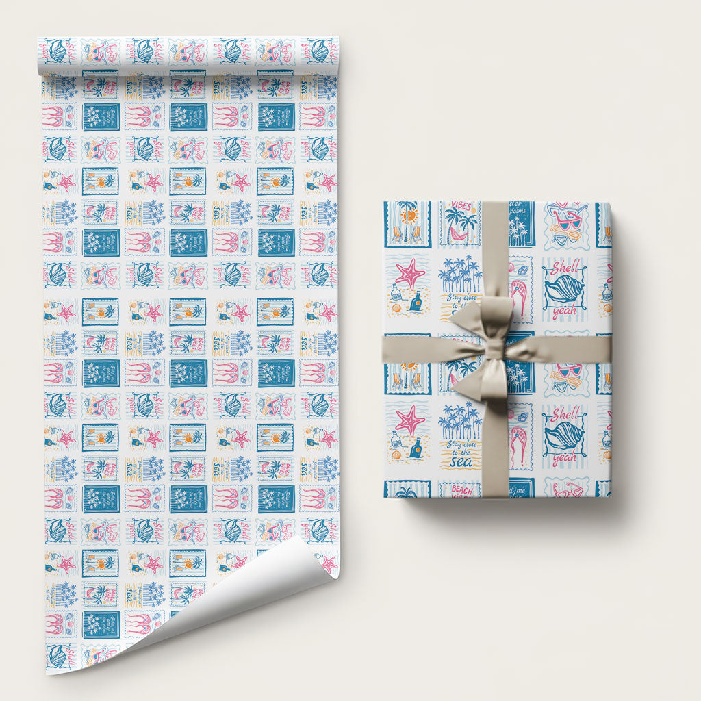 Hawaii Coastal Summer Postcard Wrapping Paper