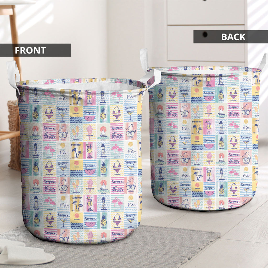 Aloha Summer Posters Grunge Textures Laundry Basket