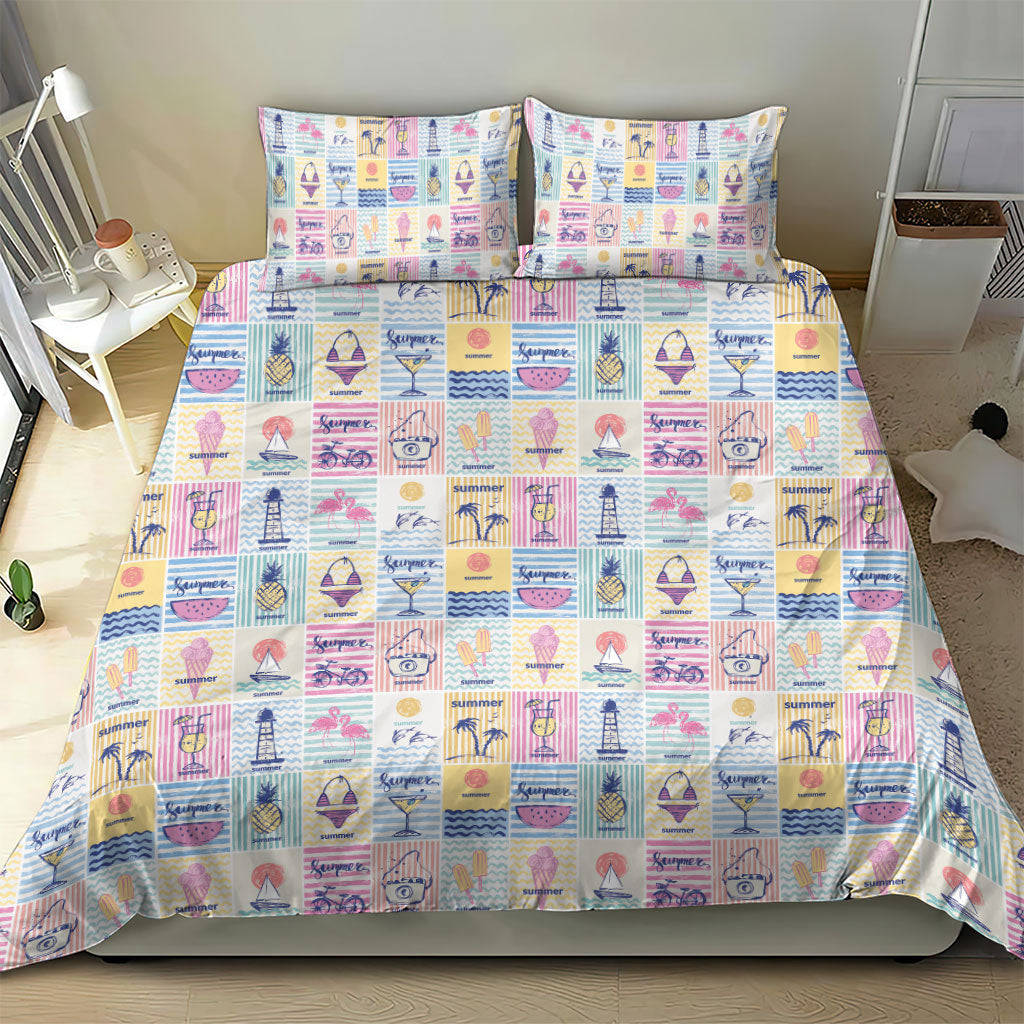 Aloha Summer Posters Grunge Textures Bedding Set
