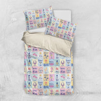 Aloha Summer Posters Grunge Textures Bedding Set