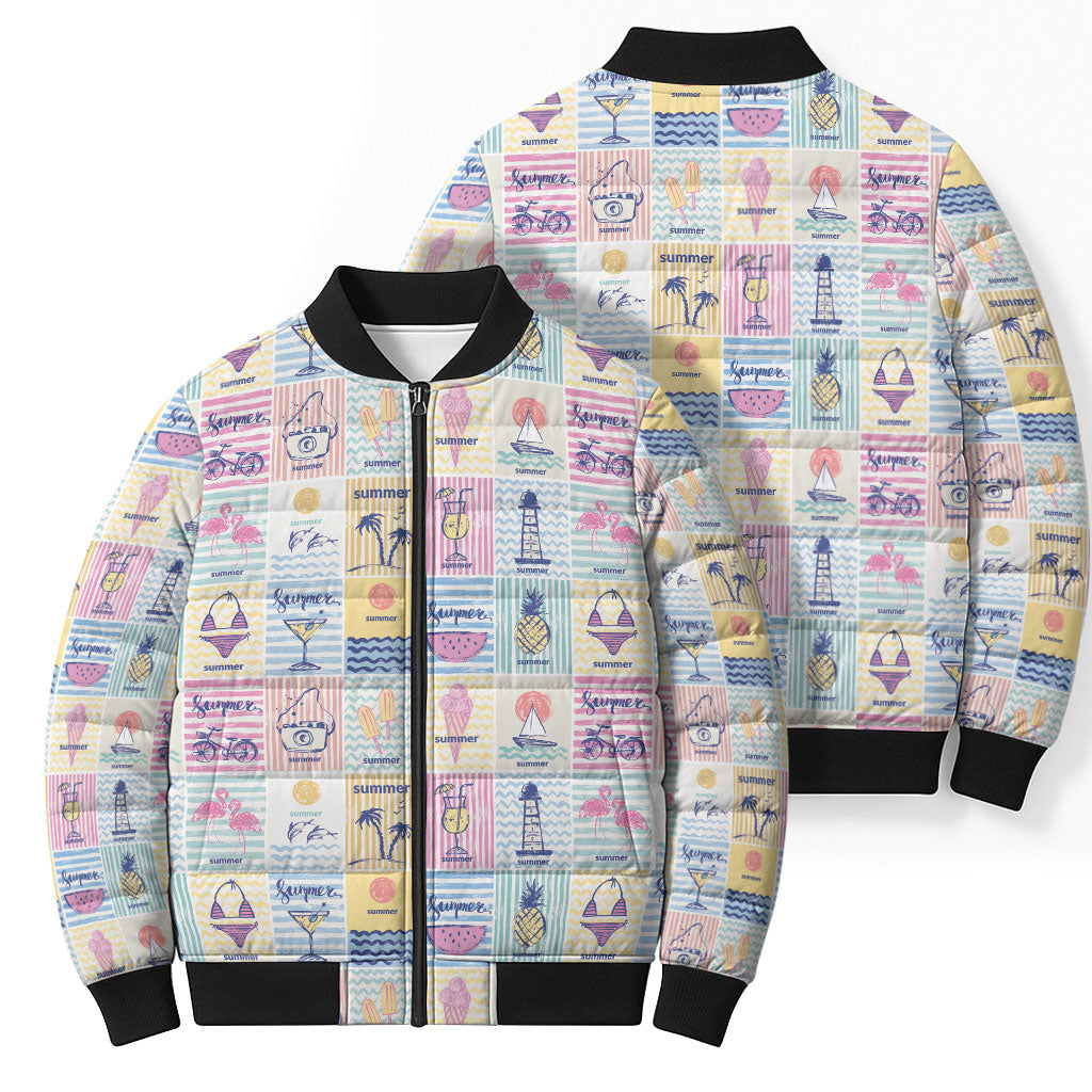 Aloha Summer Posters Grunge Textures Bomber Puffer Jacket