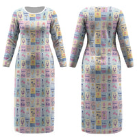 Aloha Summer Posters Grunge Textures Couples Matching Long Sleeve Bodycon Dress and Hawaiian Shirt