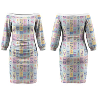 Aloha Summer Posters Grunge Textures Couples Matching Off The Shoulder Long Sleeve Dress and Hawaiian Shirt