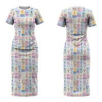 Aloha Summer Posters Grunge Textures Couples Matching Short Sleeve Bodycon Dress and Long Sleeve Button Shirt