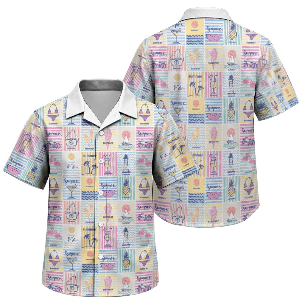 Aloha Summer Posters Grunge Textures Family Matching Off The Shoulder Long Sleeve Dress and Hawaiian Shirt