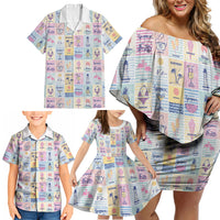 Aloha Summer Posters Grunge Textures Family Matching Off Shoulder Short Dress and Hawaiian Shirt