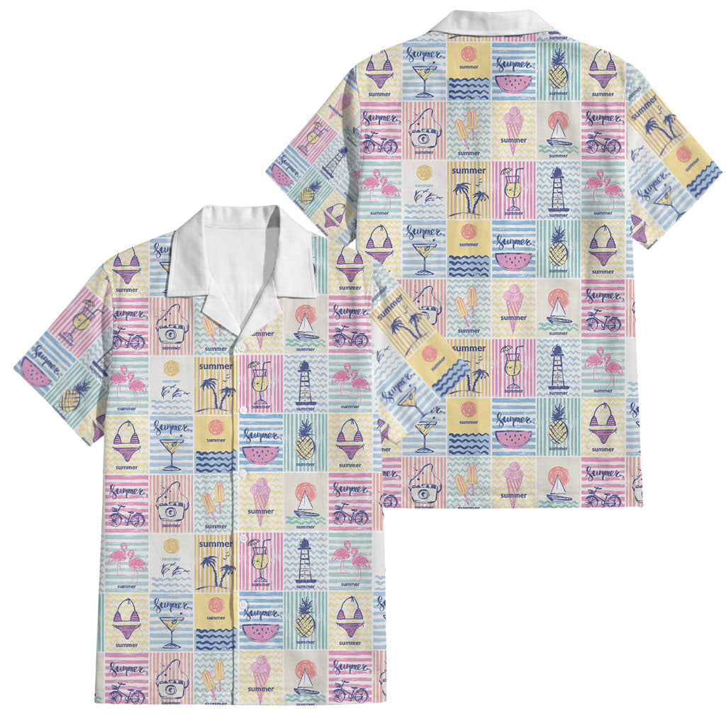 Aloha Summer Posters Grunge Textures Family Matching Short Sleeve Bodycon Dress and Hawaiian Shirt