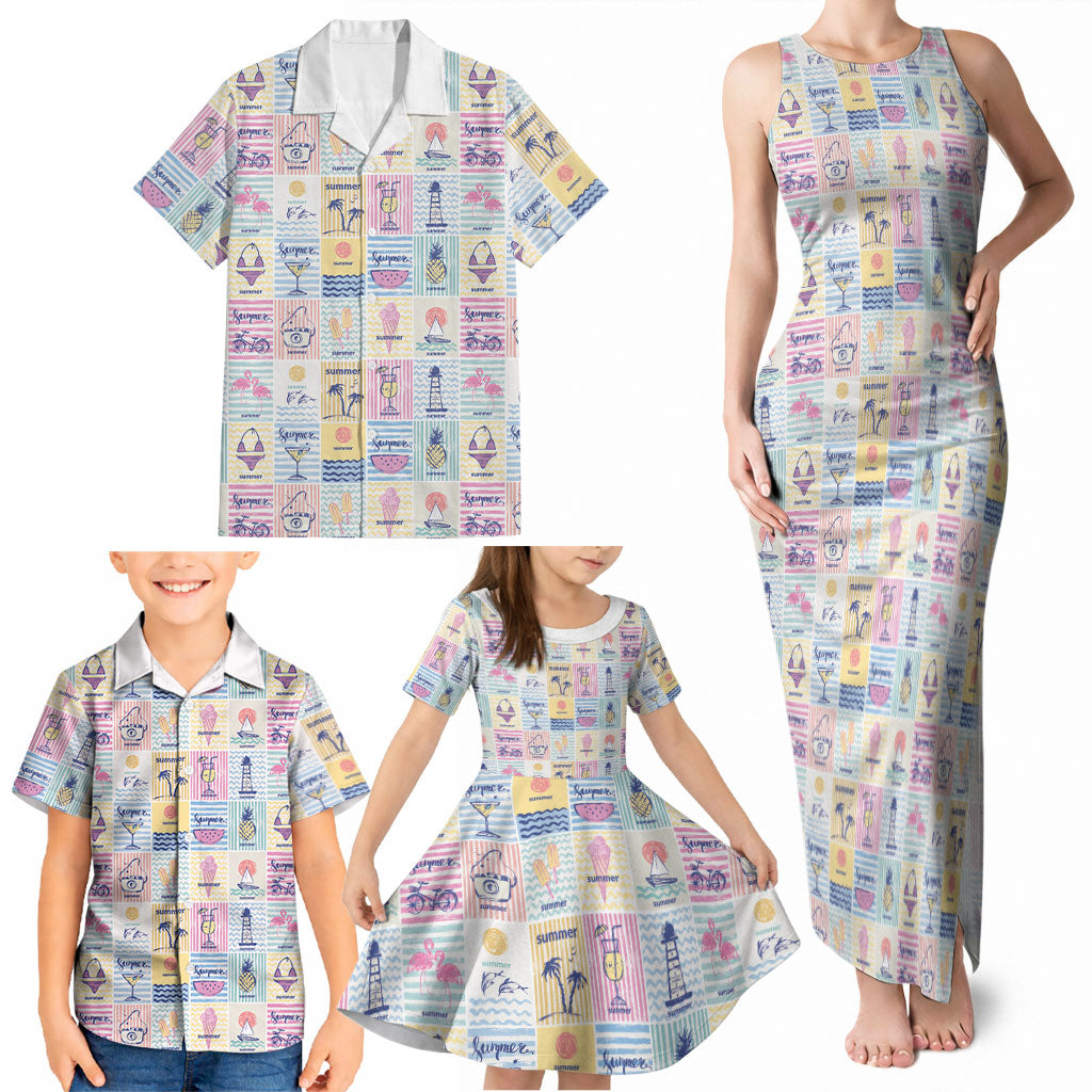 Aloha Summer Posters Grunge Textures Family Matching Tank Maxi Dress and Hawaiian Shirt