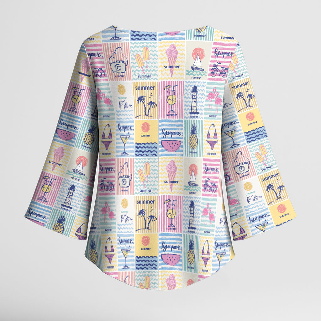 Aloha Summer Posters Grunge Textures Kimono Sleeve Blouse