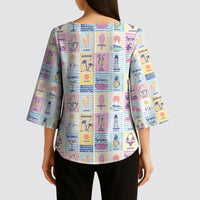 Aloha Summer Posters Grunge Textures Kimono Sleeve Blouse