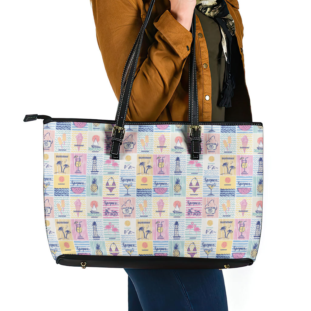 Aloha Summer Posters Grunge Textures Leather Tote Bag