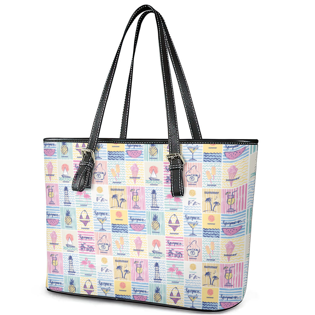 Aloha Summer Posters Grunge Textures Leather Tote Bag