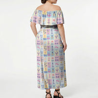Aloha Summer Posters Grunge Textures Off Shoulder Maxi Dress