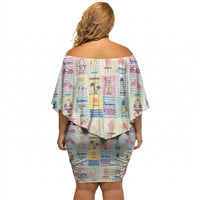 Aloha Summer Posters Grunge Textures Off Shoulder Short Dress