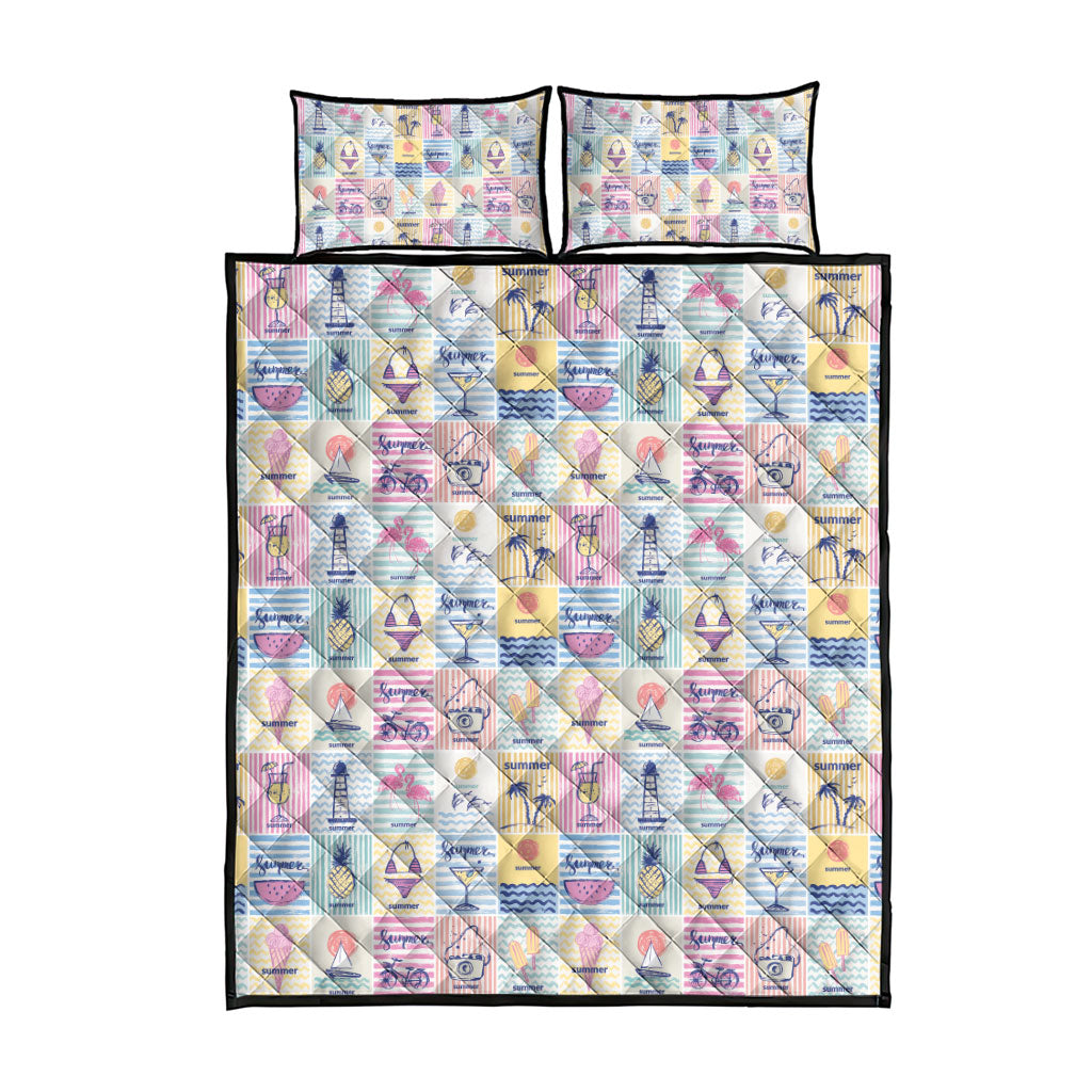 Aloha Summer Posters Grunge Textures Quilt Bed Set