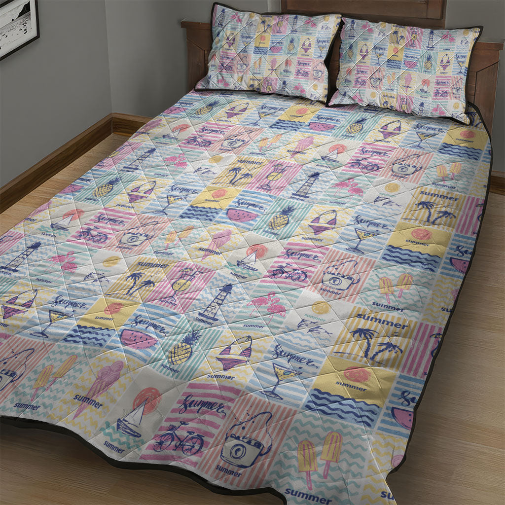 Aloha Summer Posters Grunge Textures Quilt Bed Set