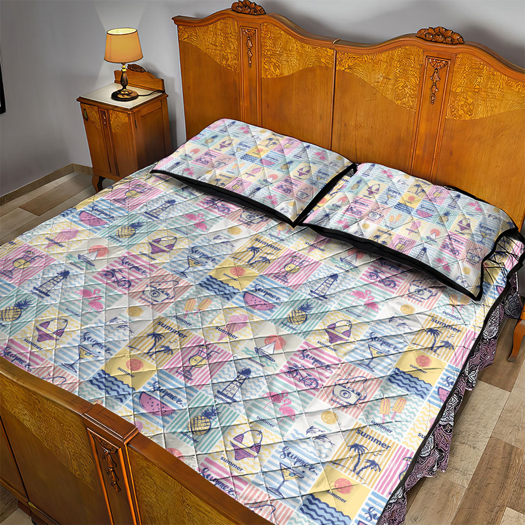 Aloha Summer Posters Grunge Textures Quilt Bed Set