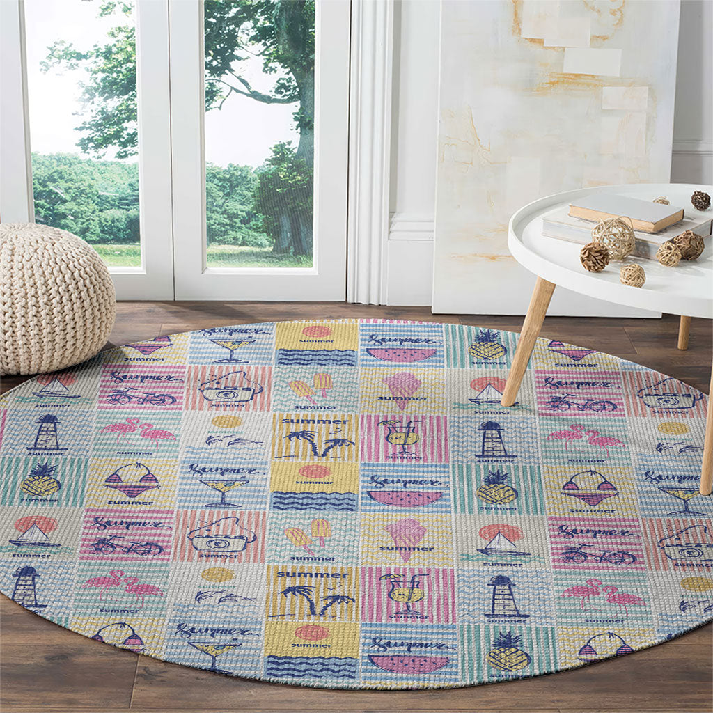 Aloha Summer Posters Grunge Textures Round Carpet