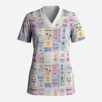 Aloha Summer Posters Grunge Textures Scrub Top