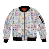 Aloha Summer Posters Grunge Textures Sleeve Zip Bomber Jacket