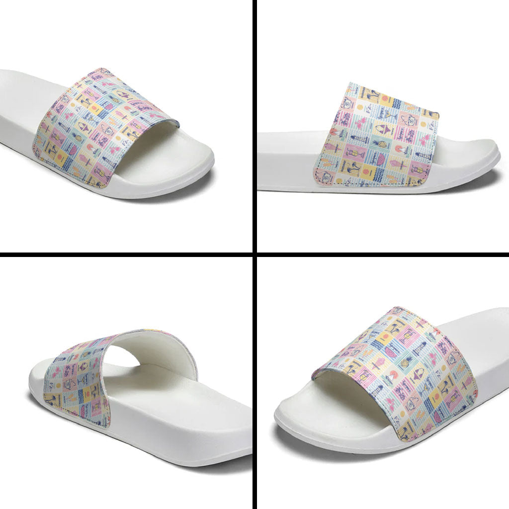 Aloha Summer Posters Grunge Textures Slide Sandals