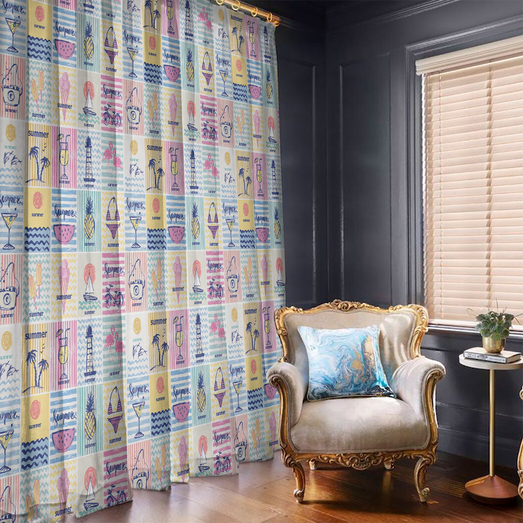 Aloha Summer Posters Grunge Textures Window Curtain
