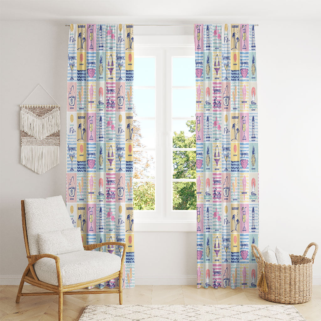 Aloha Summer Posters Grunge Textures Window Curtain