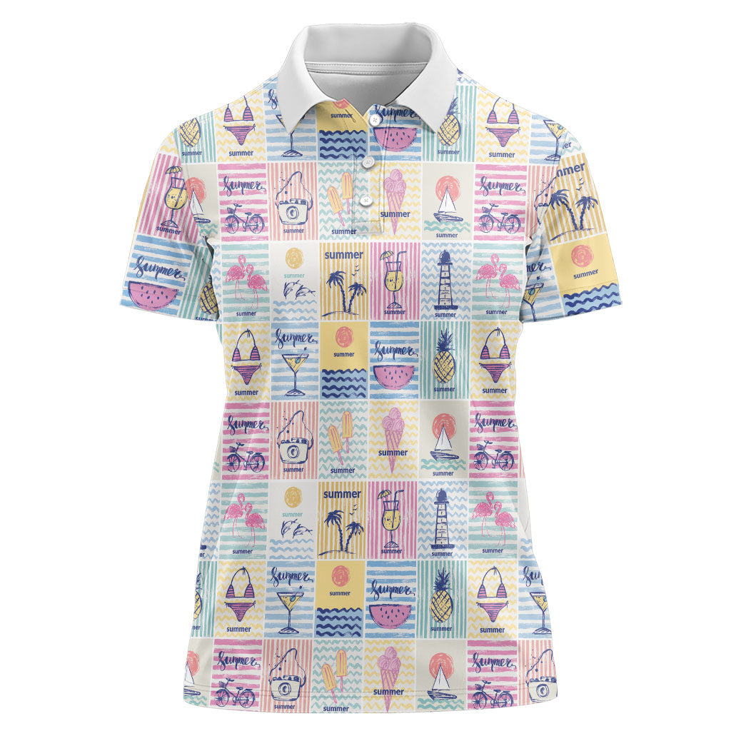 Aloha Summer Posters Grunge Textures Women Polo Shirt