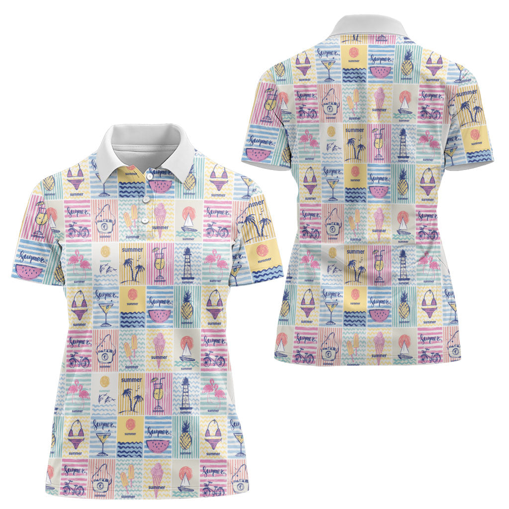 Aloha Summer Posters Grunge Textures Women Polo Shirt
