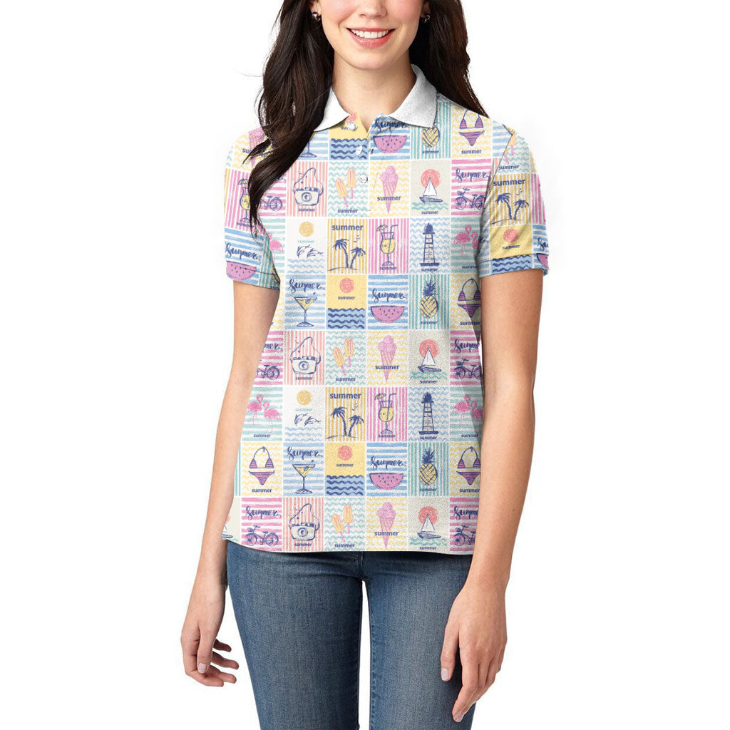 Aloha Summer Posters Grunge Textures Women Polo Shirt