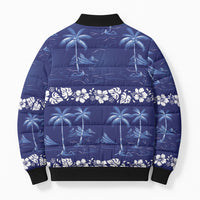 Blue Hawaii Palm Tree Hibiscus Bomber Puffer Jacket Fantasy Summer Vibe LT01 - Polynesian Pride