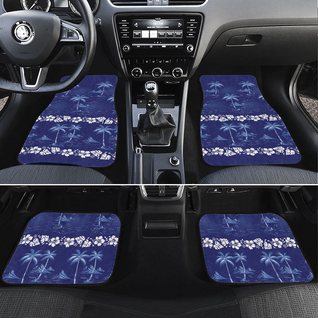 Blue Hawaii Palm Tree Hibiscus Car Mats Fantasy Summer Vibe