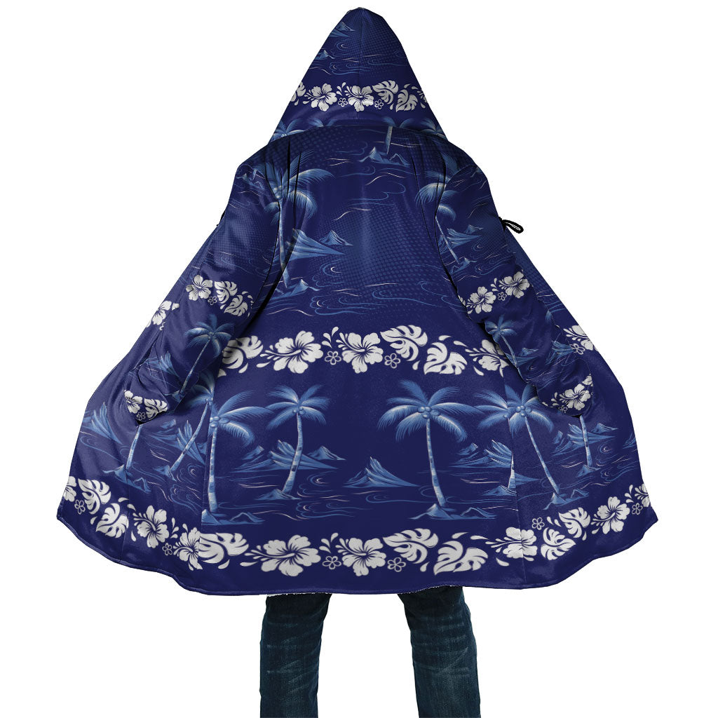 Blue Hawaii Palm Tree Hibiscus Cloak Fantasy Summer Vibe LT01 Unisex Blue - Polynesian Pride
