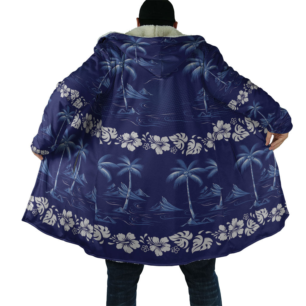 Blue Hawaii Palm Tree Hibiscus Cloak Fantasy Summer Vibe LT01 - Polynesian Pride