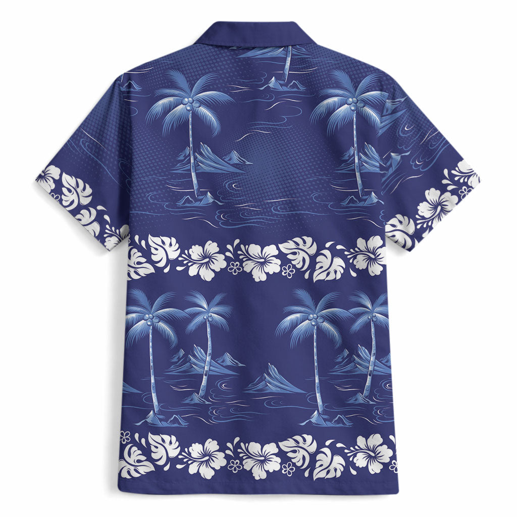 Blue Hawaii Palm Tree Hibiscus Hawaiian Shirt Fantasy Summer Vibe LT01 - Polynesian Pride