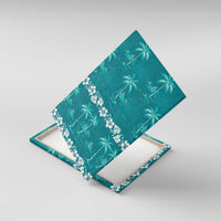 Cyan Hawaii Palm Tree Hibiscus Canvas Wall Art Fantasy Summer Vibe LT01 With Frame Cyan - Polynesian Pride
