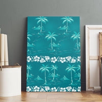Cyan Hawaii Palm Tree Hibiscus Canvas Wall Art Fantasy Summer Vibe LT01 - Polynesian Pride