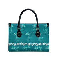Cyan Hawaii Palm Tree Hibiscus Leather Bag Fantasy Summer Vibe LT01 - Polynesian Pride