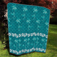 Cyan Hawaii Palm Tree Hibiscus Quilt Fantasy Summer Vibe LT01 - Polynesian Pride
