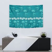 Cyan Hawaii Palm Tree Hibiscus Tapestry Fantasy Summer Vibe LT01 - Polynesian Pride