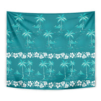Cyan Hawaii Palm Tree Hibiscus Tapestry Fantasy Summer Vibe LT01 - Polynesian Pride