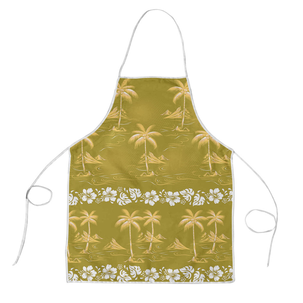 Yellow Hawaii Palm Tree Hibiscus Apron Fantasy Summer Vibe LT01 Yellow - Polynesian Pride