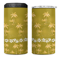 Yellow Hawaii Palm Tree Hibiscus 4 in 1 Can Cooler Tumbler Fantasy Summer Vibe LT01 One Size: 16 oz Yellow - Polynesian Pride